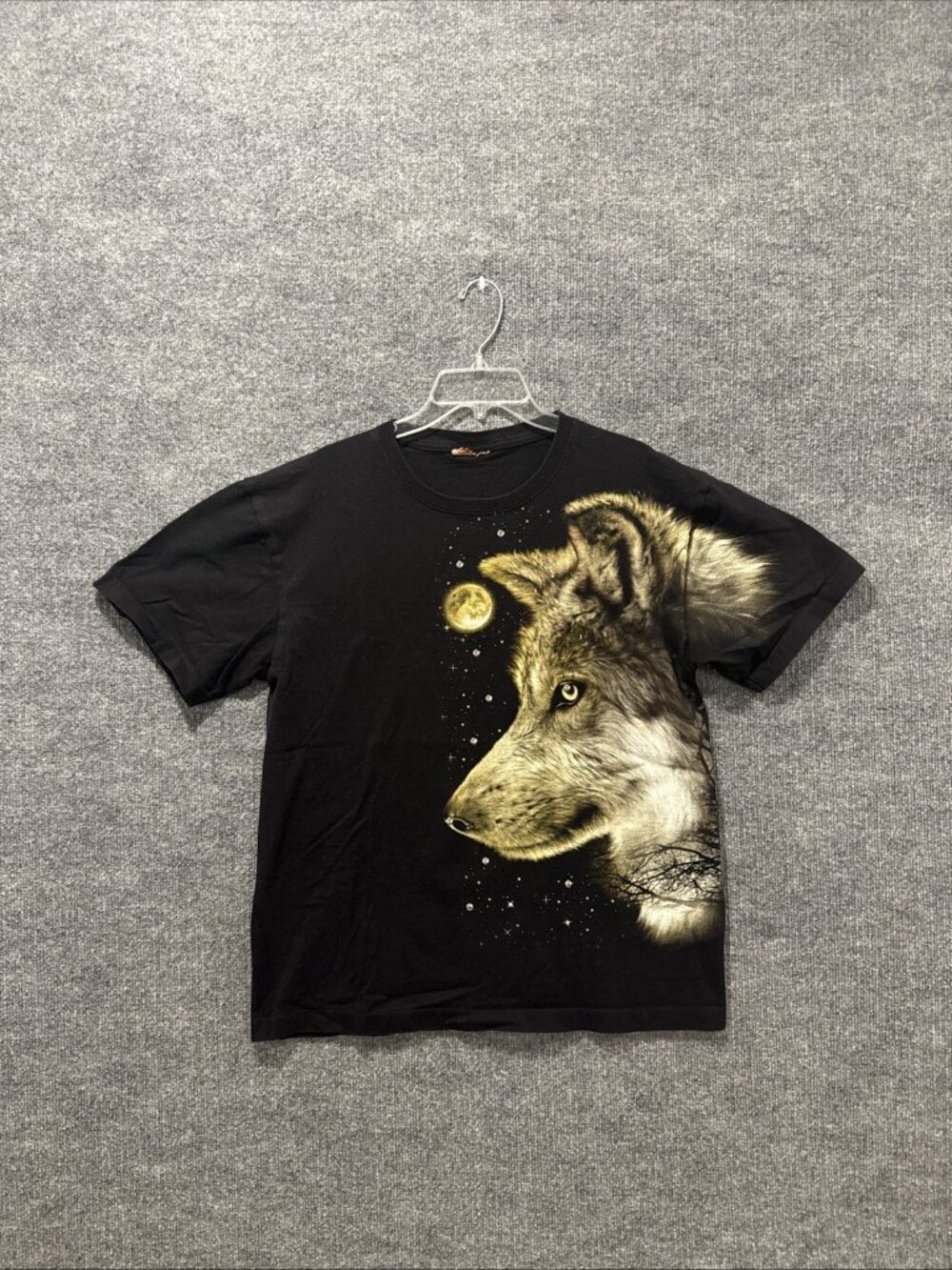 Nature Black 00 S Unisex Adult Wolf Moon Woods Short Sleeve T Shirt